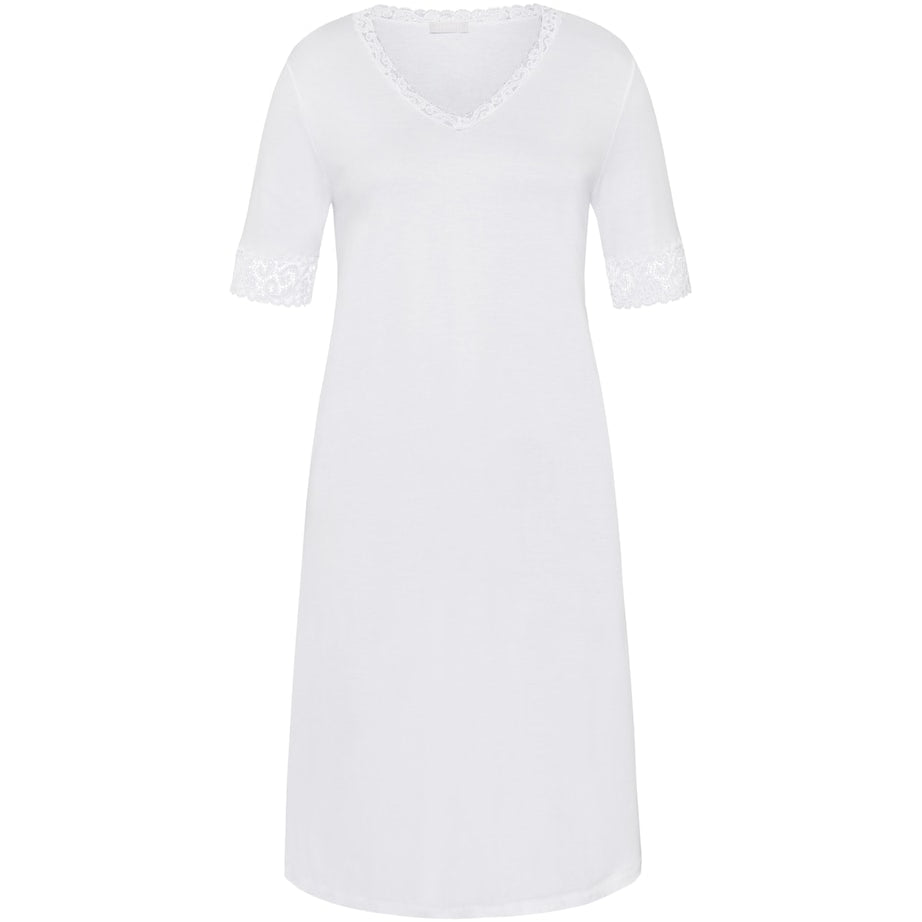 Hanro White Cotton Lace-Trim Moments Nightdress