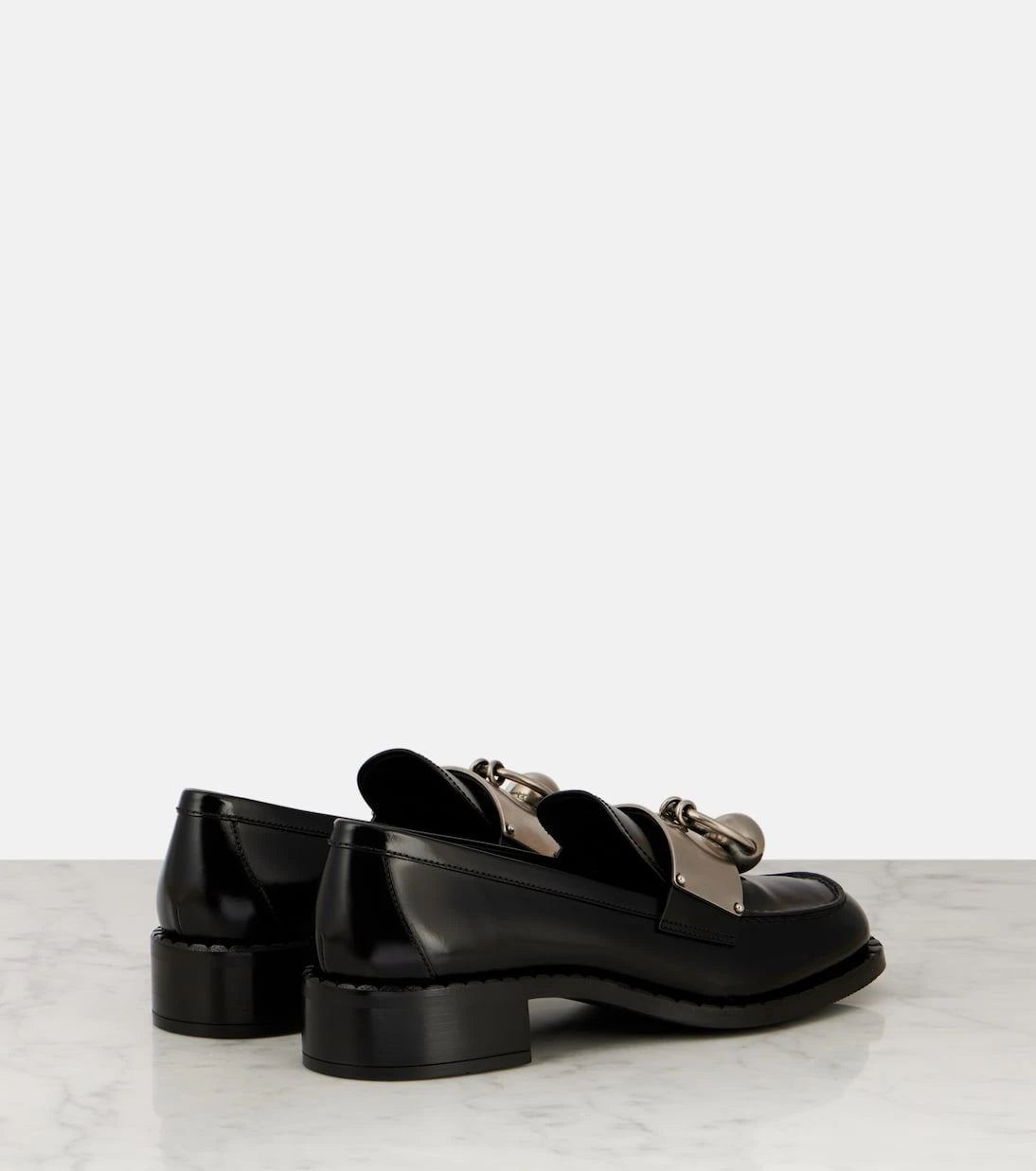 Prada - Embellished leather loafers