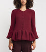 Burgundy Cashmere Peplum Cardigan