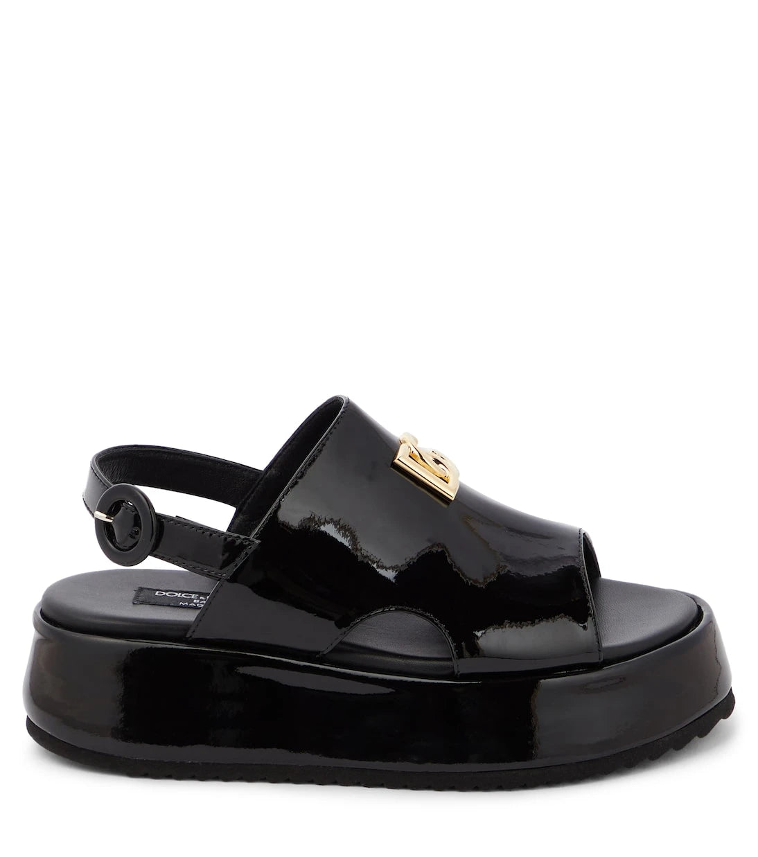 Dolce&Gabbana Kids - صنادل بلاتفورم جلد لامع DG