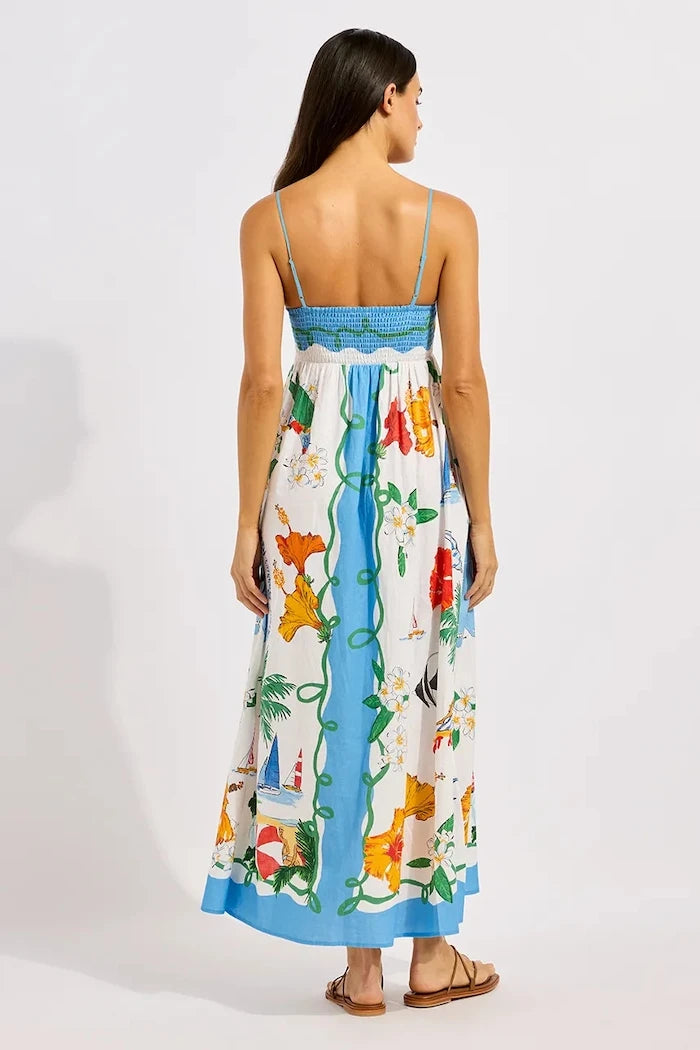 Seafolly лятна рокля с лен Maxi