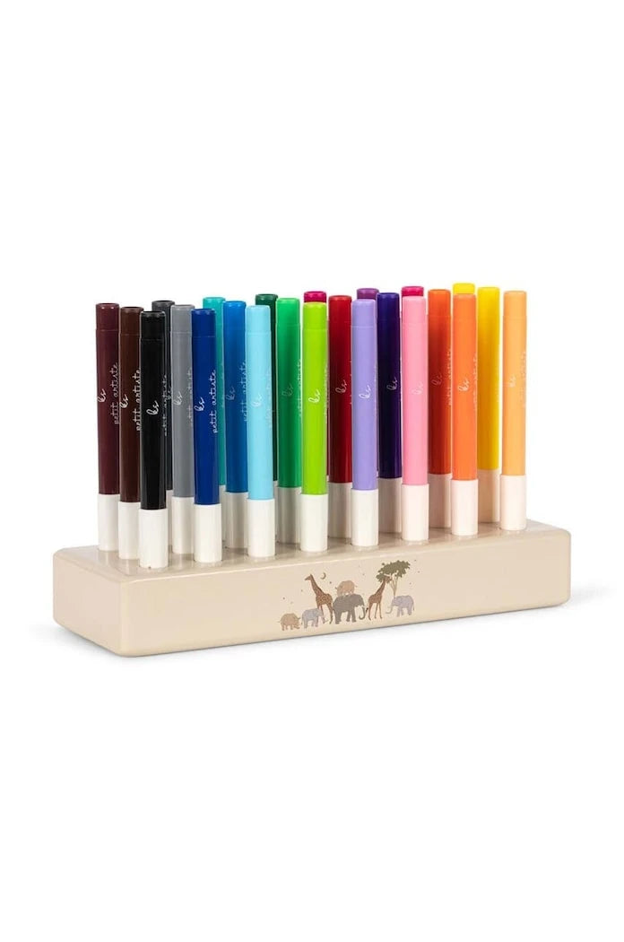 Konges Sløjd MARKERS IN WOODEN BLOCK 24 PCS FSC 24 adet keçeli kalem seti