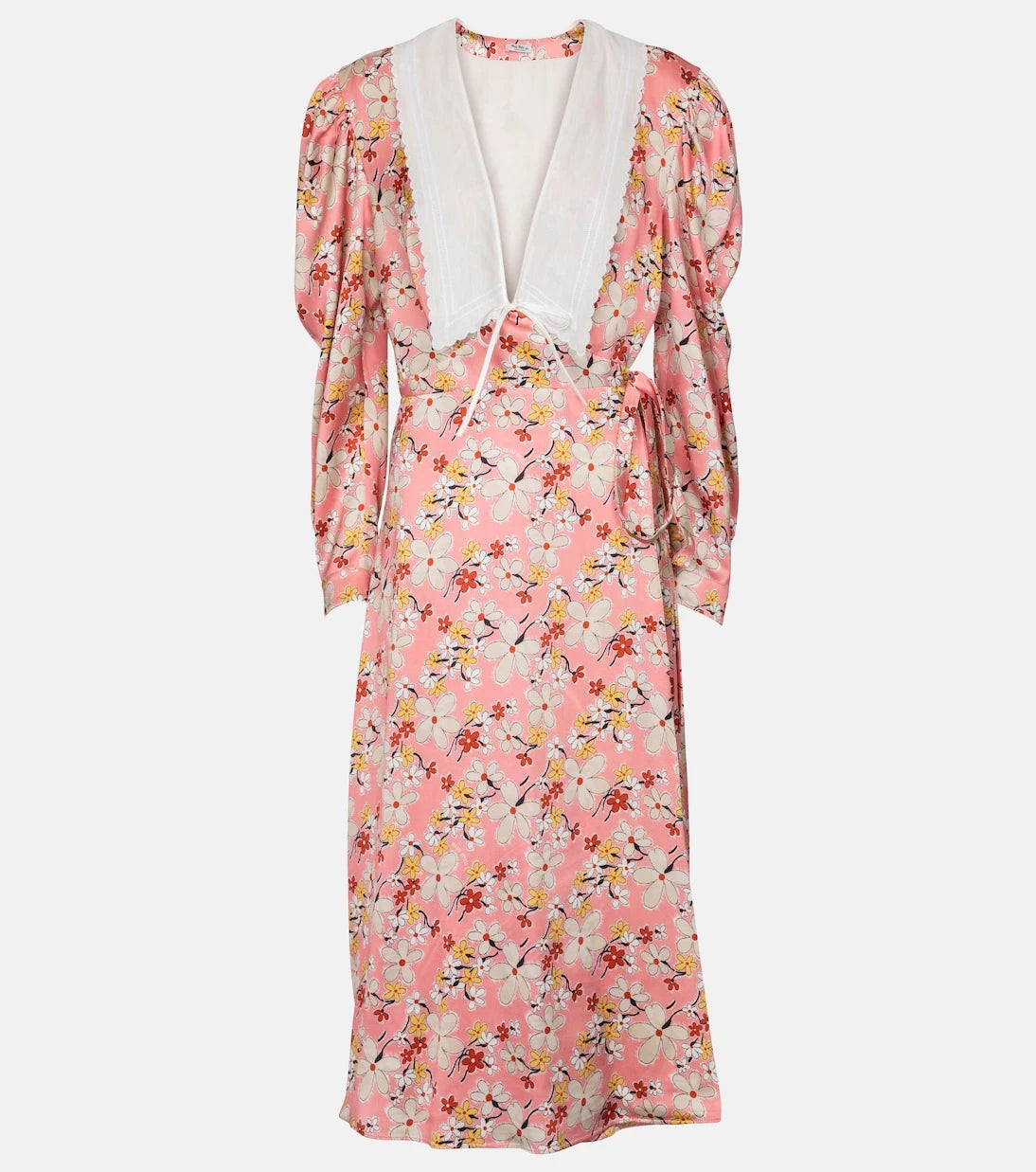 Miu Miu - Floral satin sablé midi dress