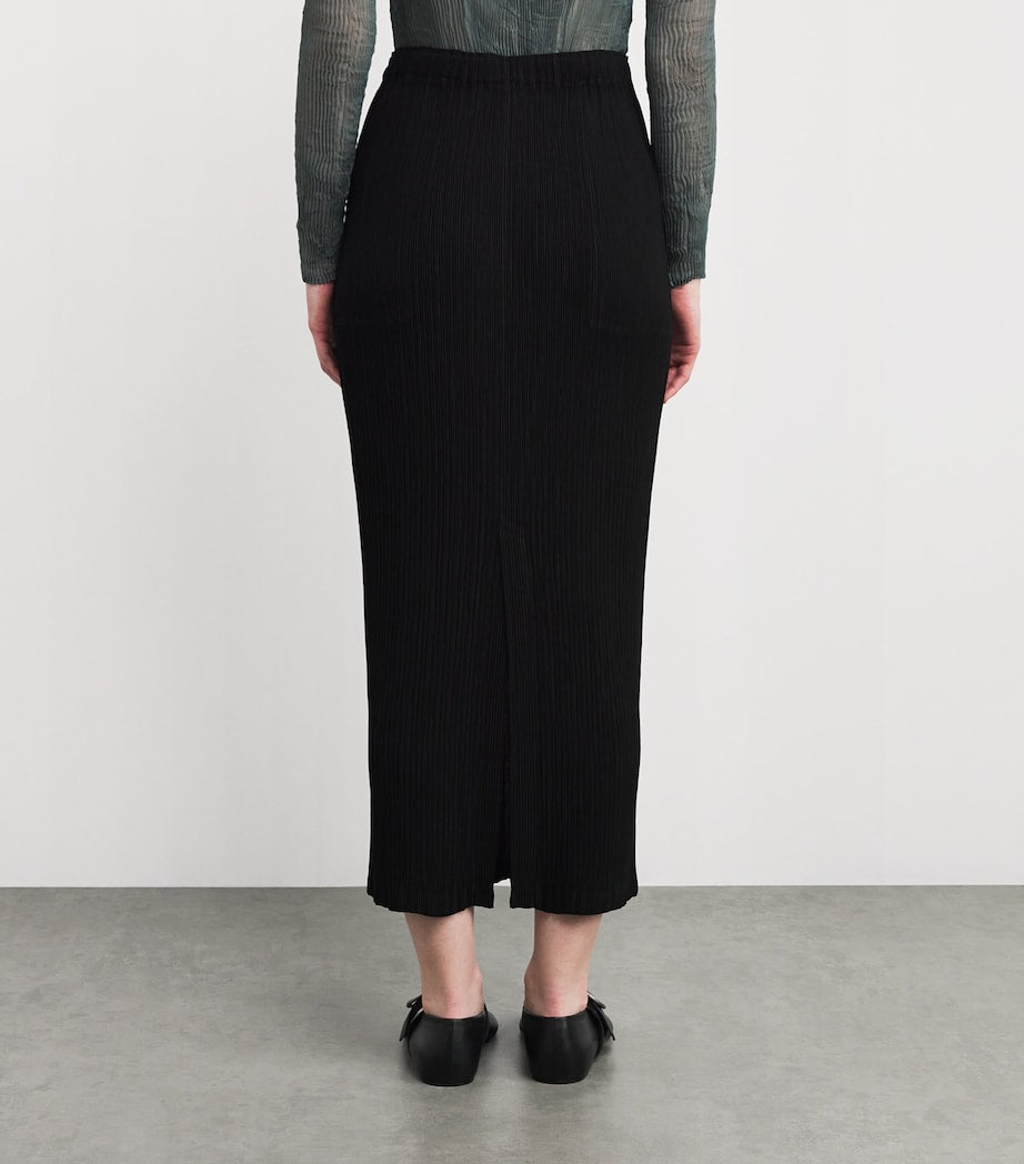 Black Hatching Bottoms Pleated Maxi Skirt