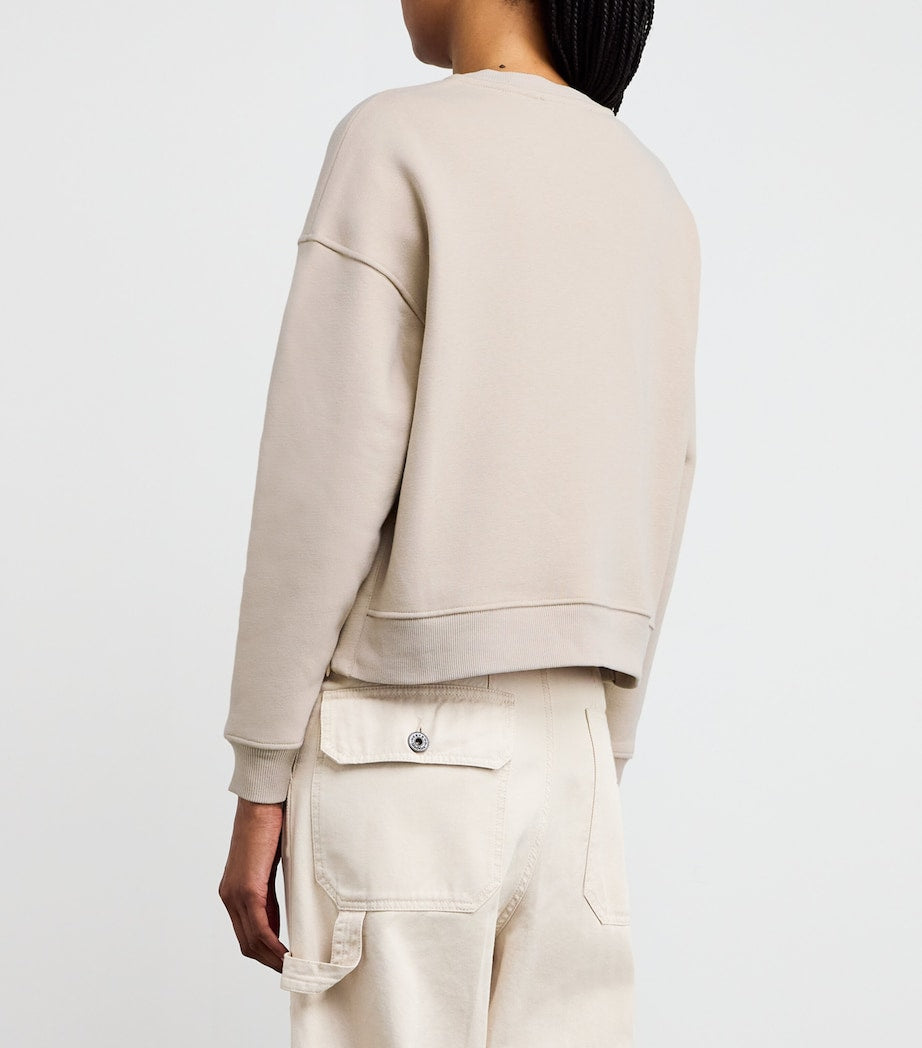 Weekend Max Mara Beige Cotton-Blend Embroidered-Logo Sweatshirt