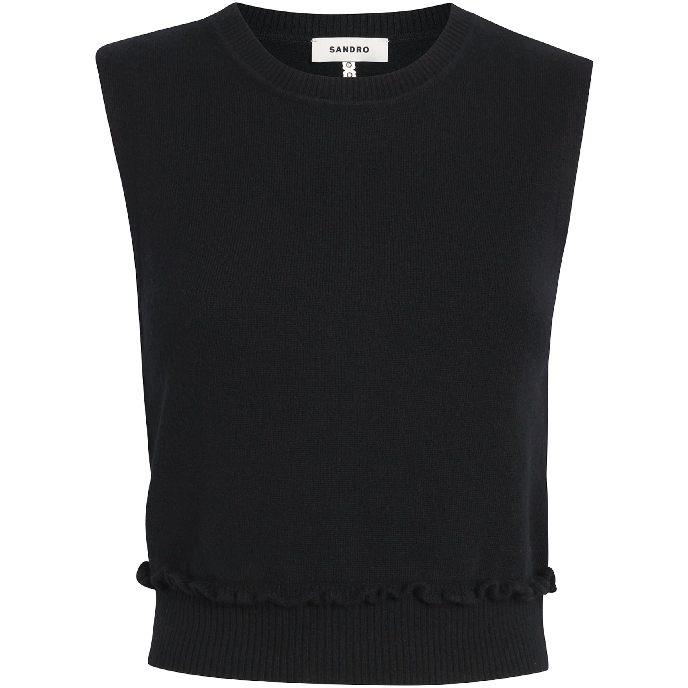 Sandro Paris Black Wool-Cashmere Sweater Vest