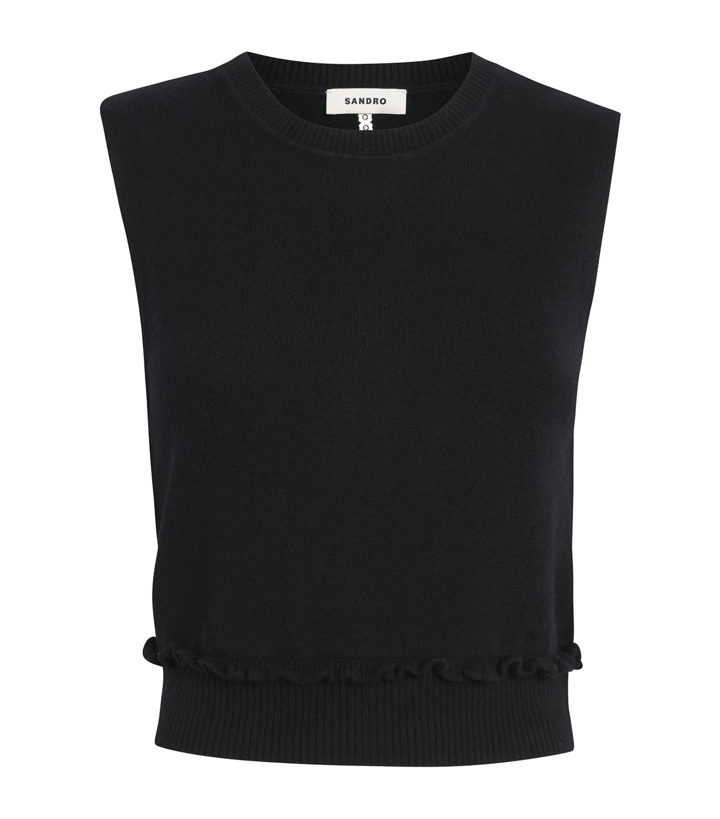 Sandro Paris Black Wool-Cashmere Sweater Vest