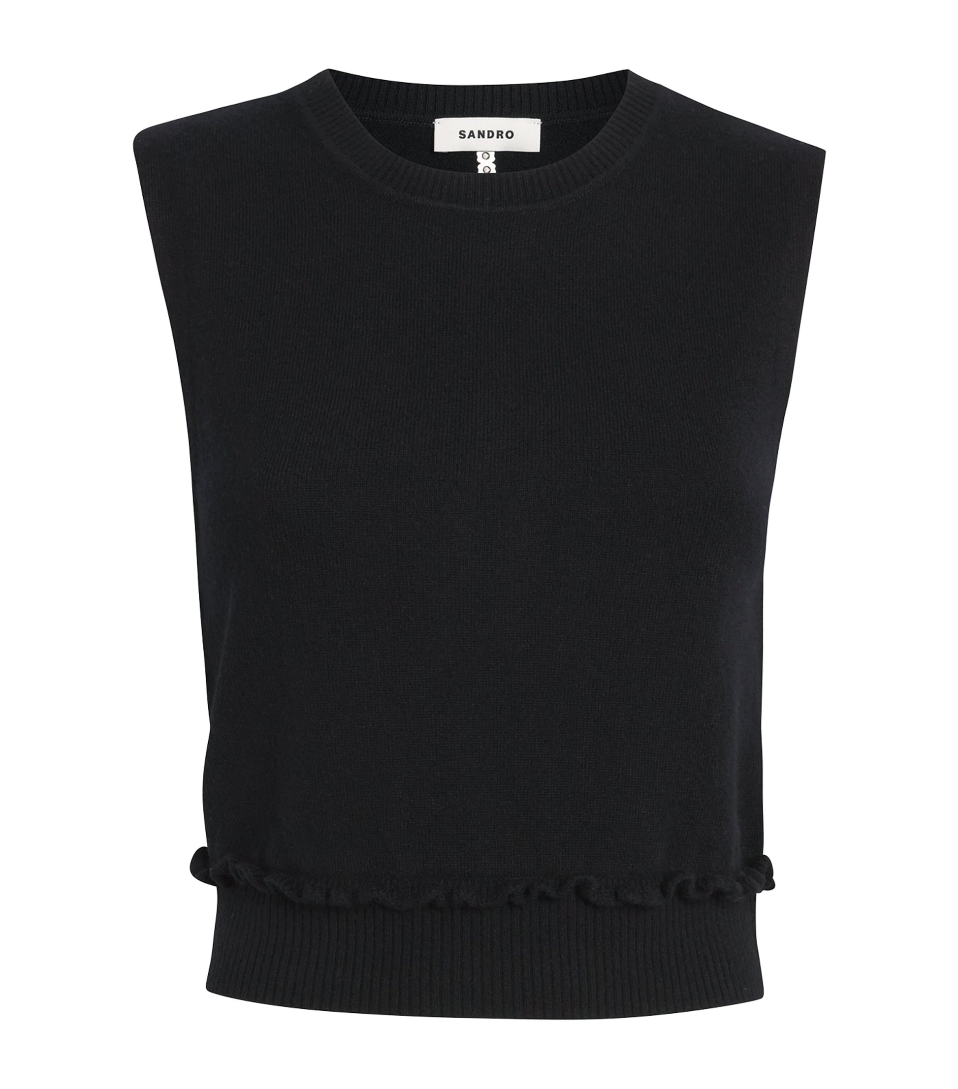 Sandro Paris Black Wool-Cashmere Sweater Vest