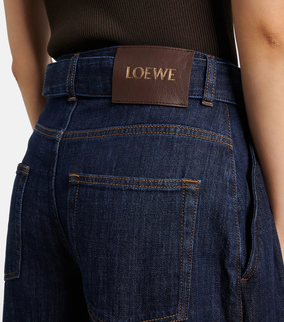 Loewe - Belted high-rise wide-leg jeans