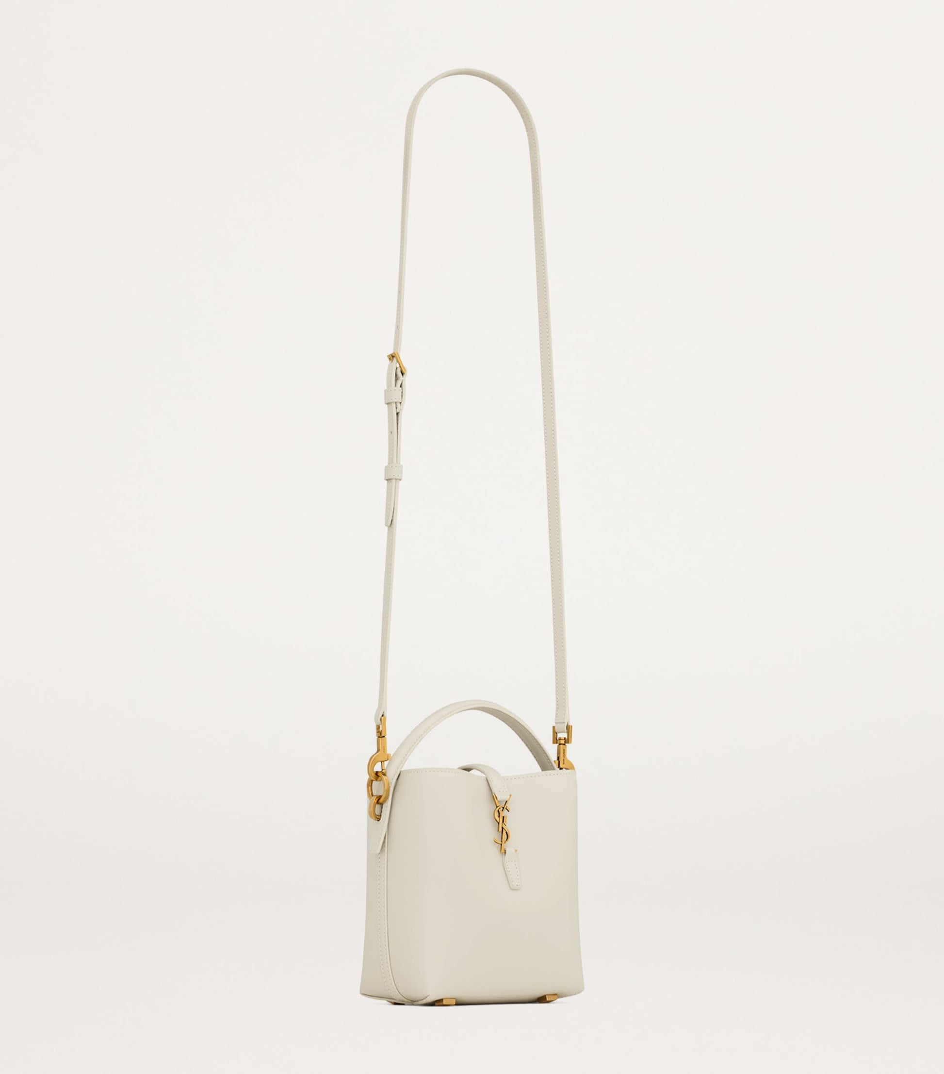 Saint Laurent White Mini Leather Le 37 Bucket Bag