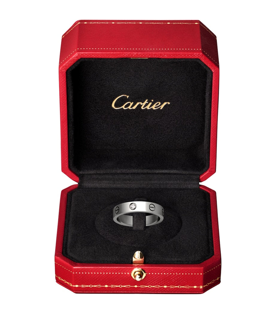 White Gold and Diamond LOVE Wedding Band