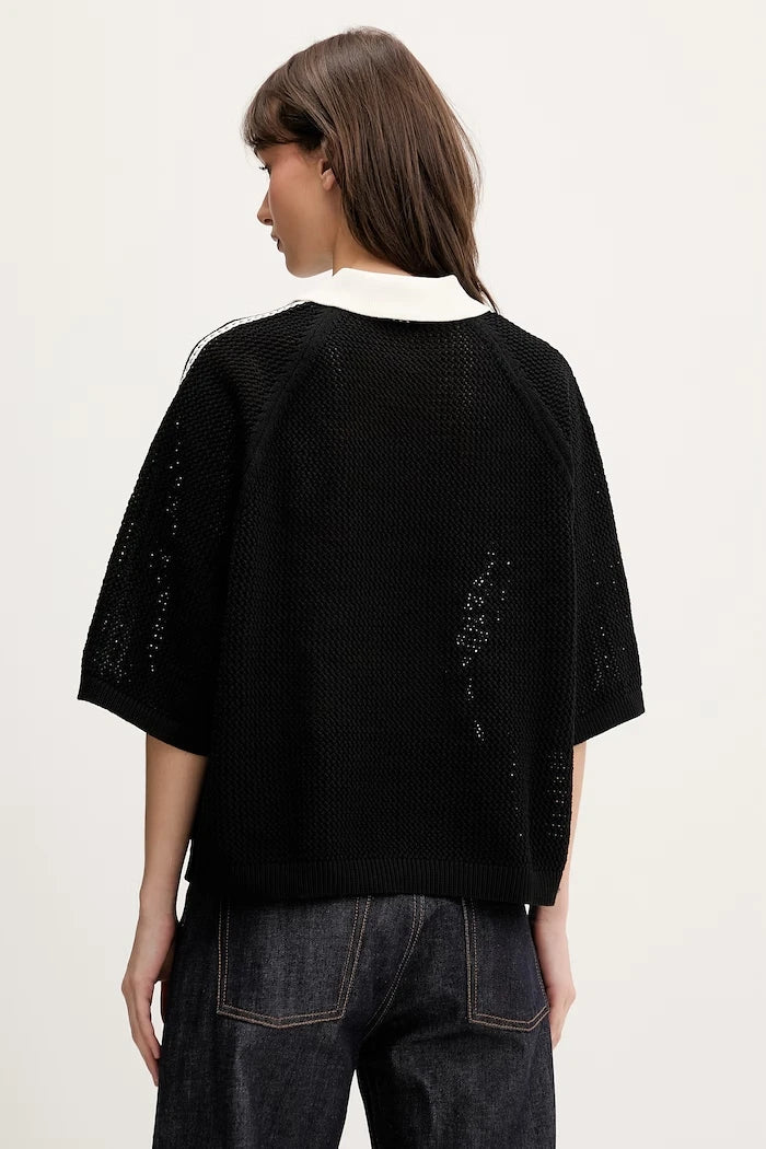 adidas Originals ажурна дамска тениска тип поло с яка Crochet