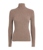 Max Mara Beige Wool-Blend Ribbed High-Neck Sweater