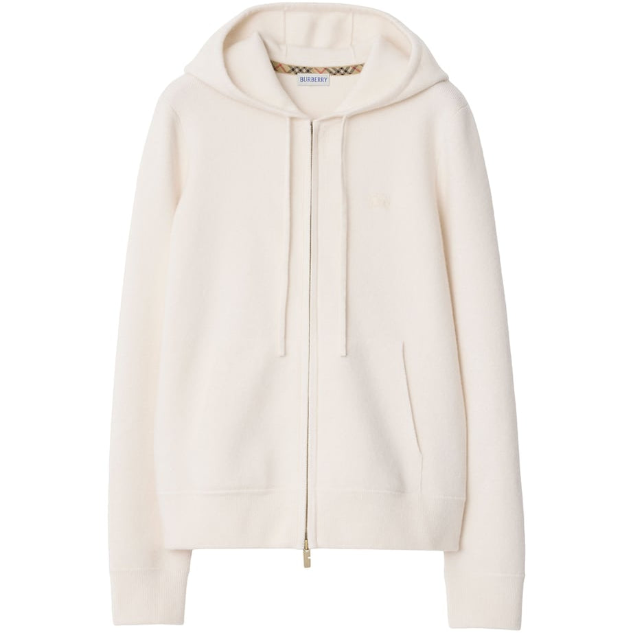 Burberry White Cashmere-Blend Zip-Up Hoodie