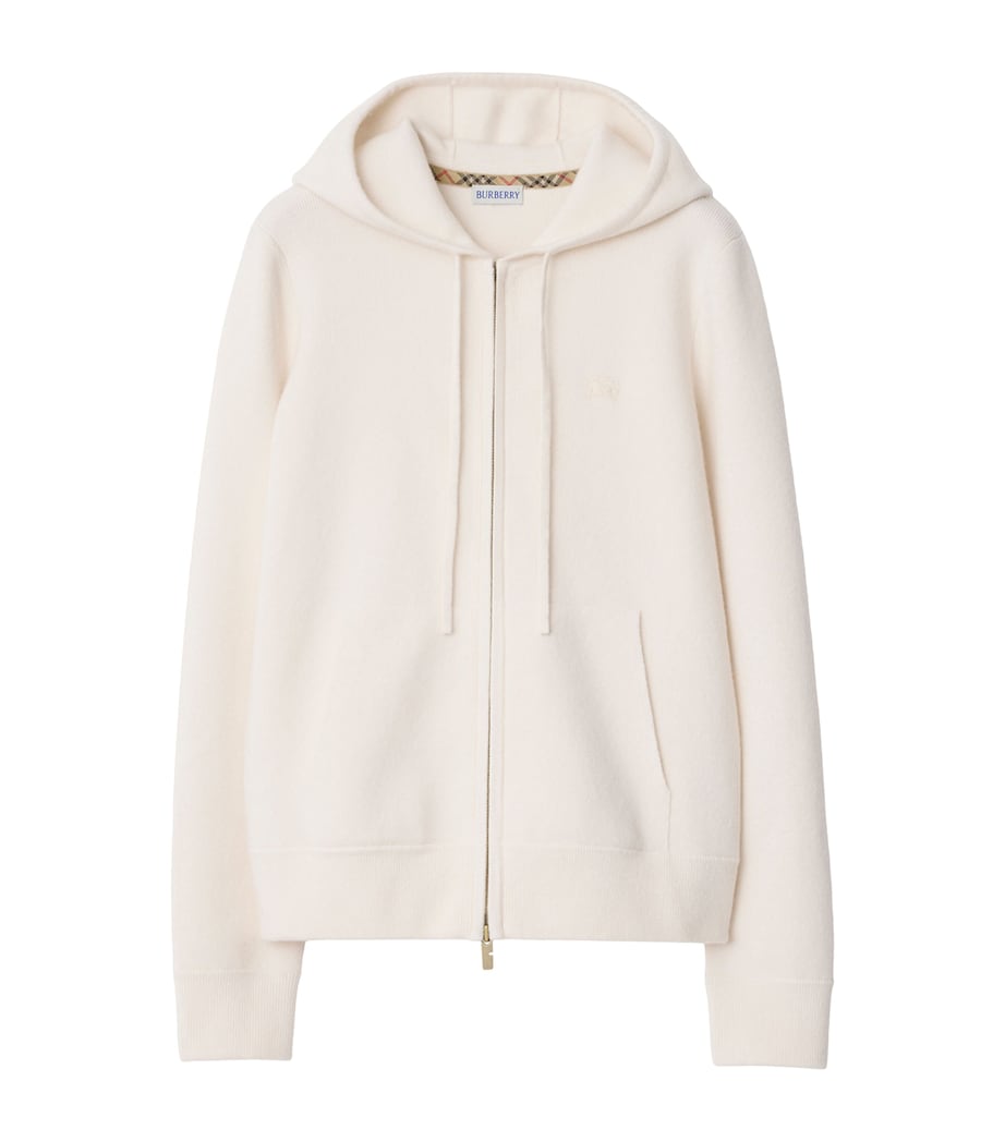 Burberry White Cashmere-Blend Zip-Up Hoodie