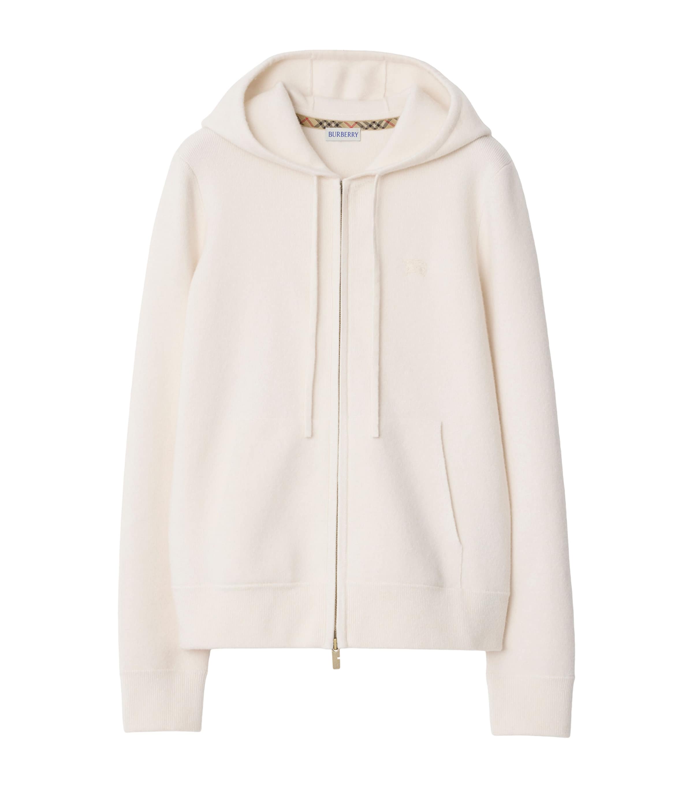 White Cashmere-Blend Zip-Up Hoodie