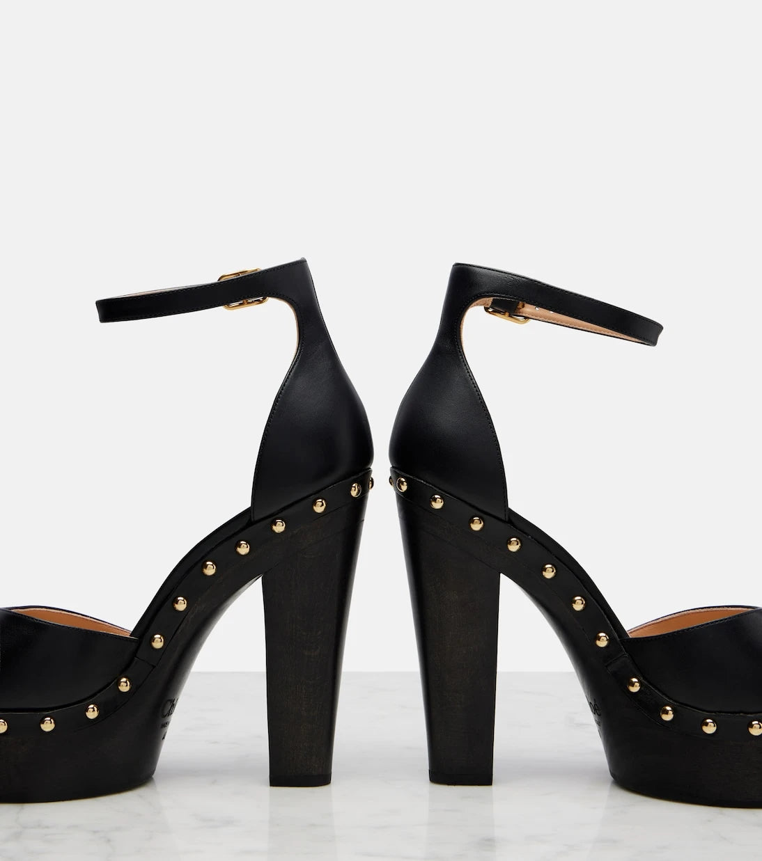 Chloé - Lola studded leather platform pumps