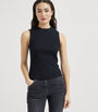 Brunello Cucinelli Black Cotton Ribbed Tank Top
