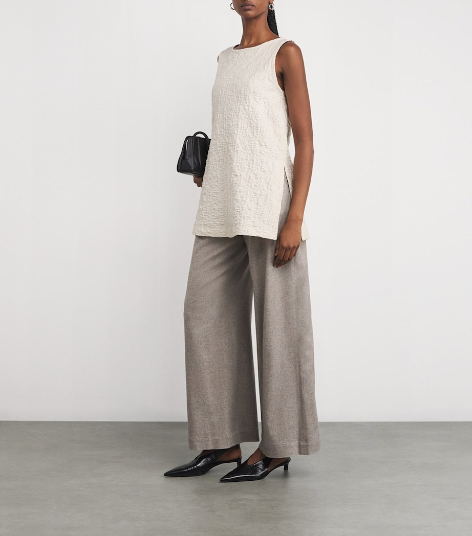 Max Mara White Cotton-Blend Textured Top