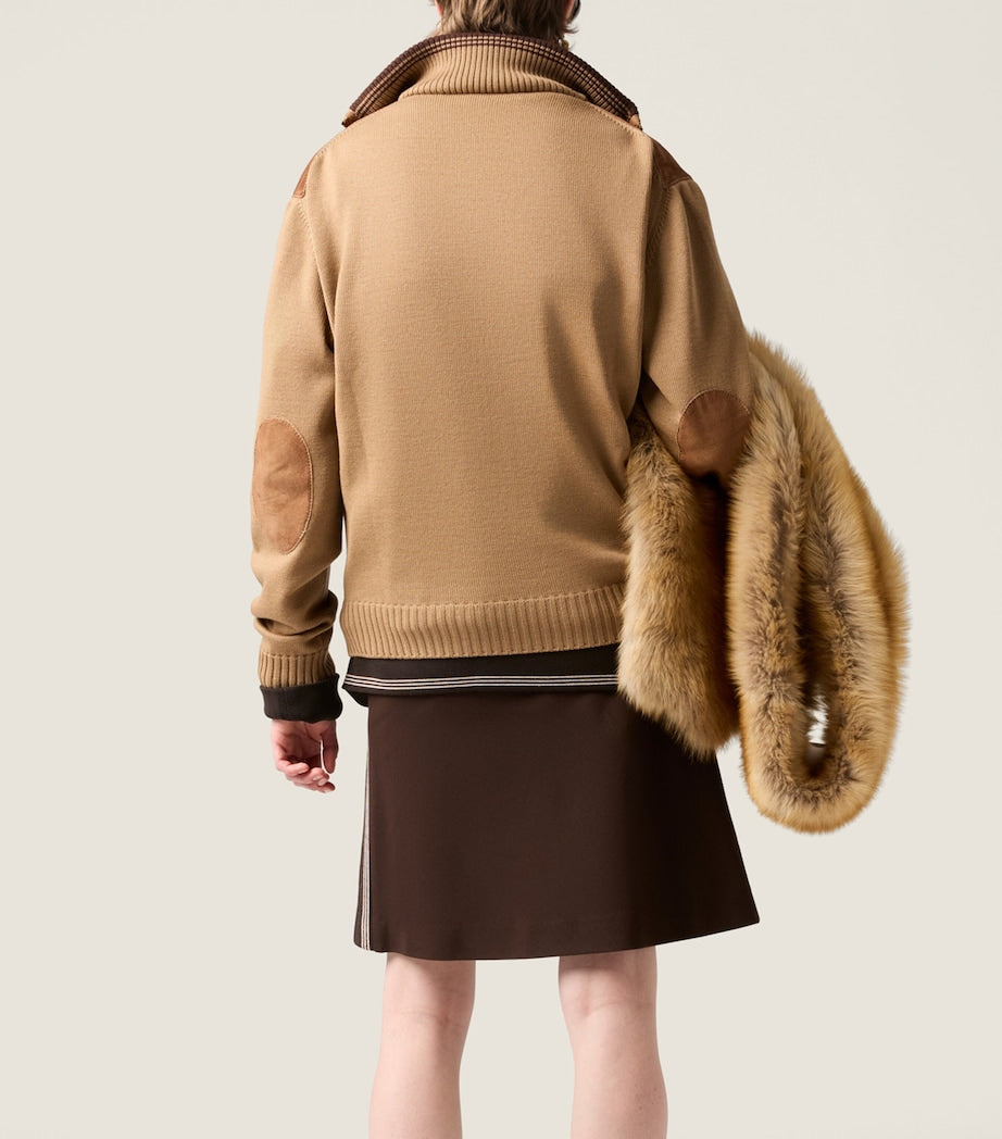 Brown Knitted Mini Skirt