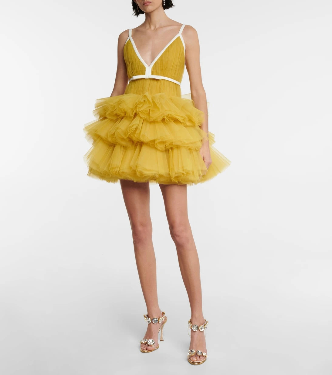 Giambattista Valli - V-neck ruffled tulle minidress