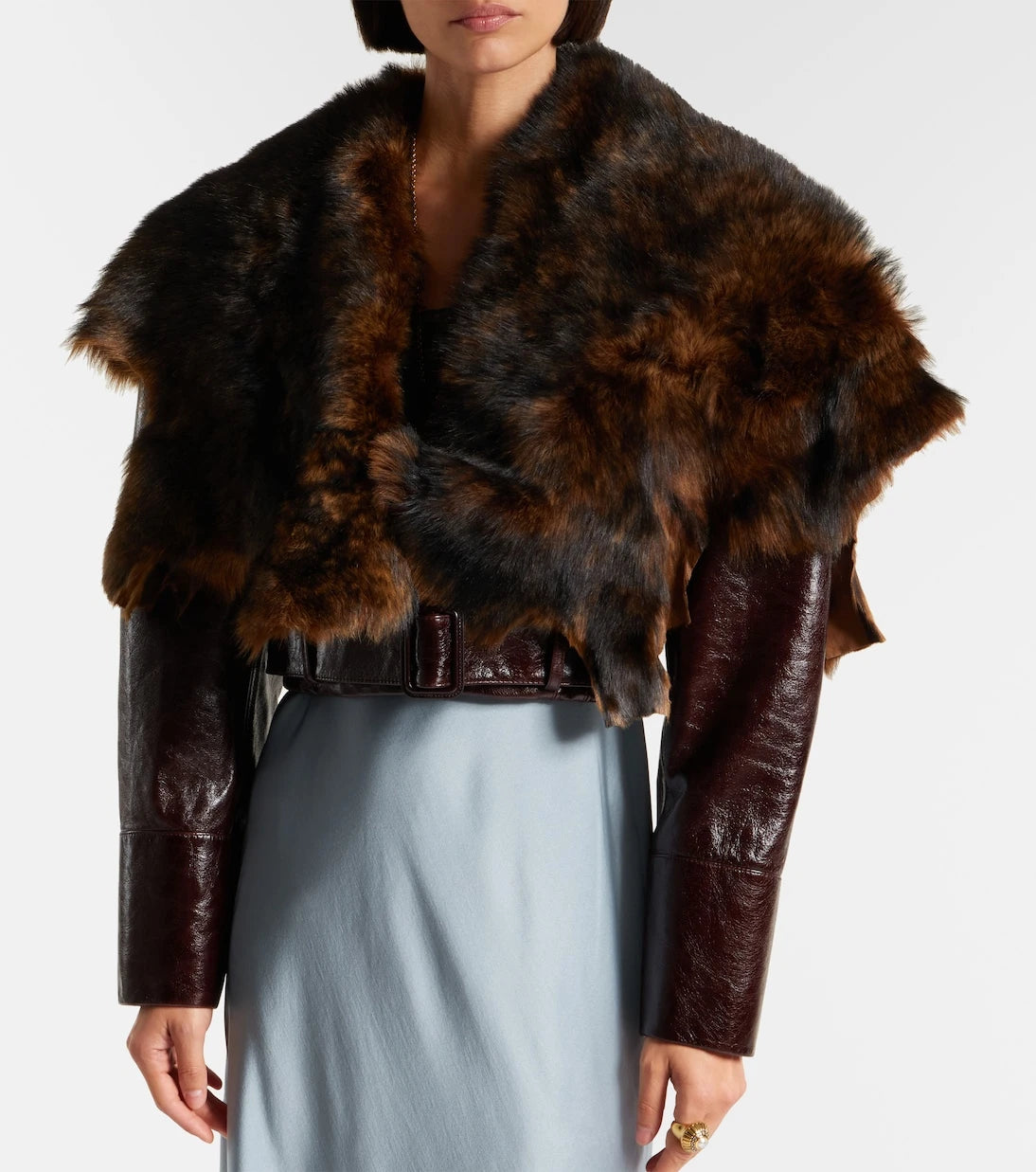 Chloé - Cropped shearling-trimmed leather jacket