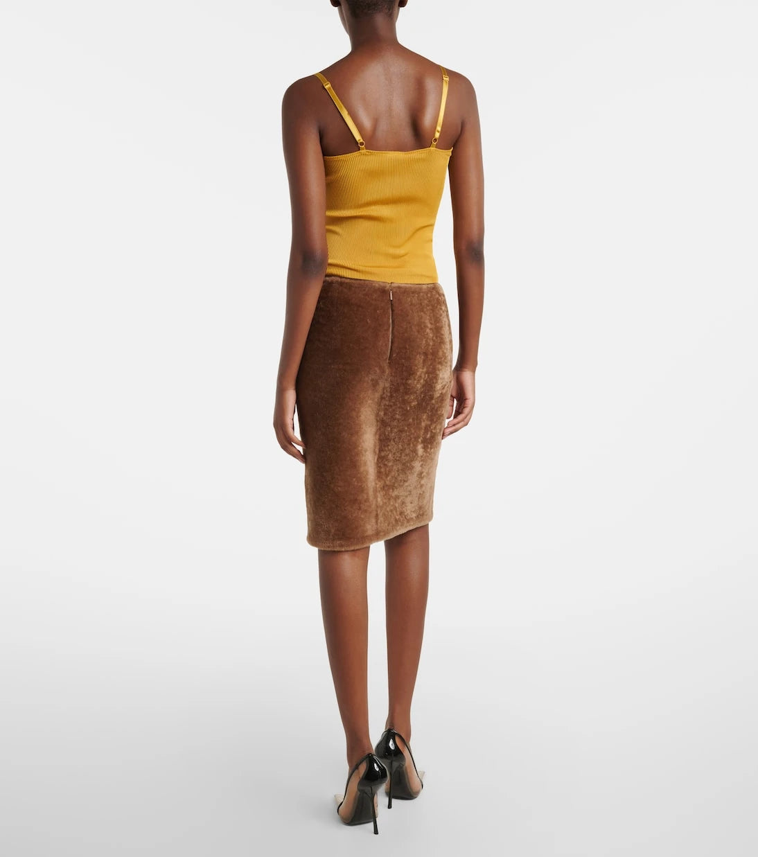 Saint Laurent - Shearling pencil skirt