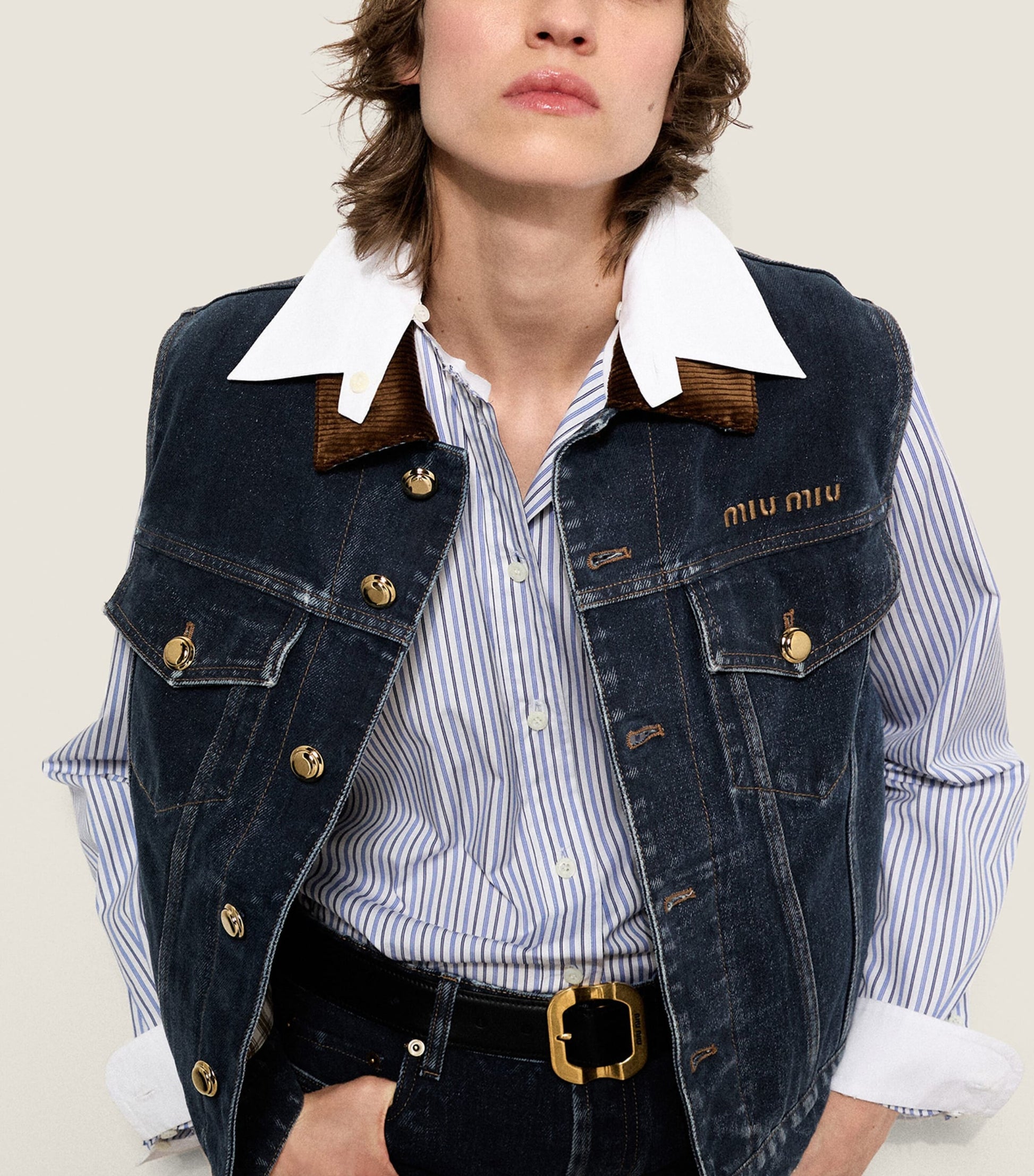 Miu Miu Blue Denim Logo Vest