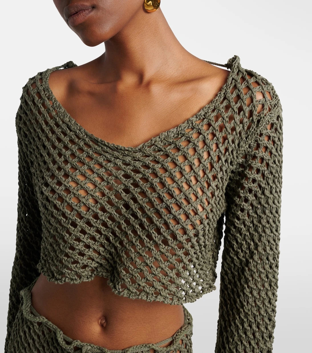 Bananhot - Magen crochet cotton-blend crop top