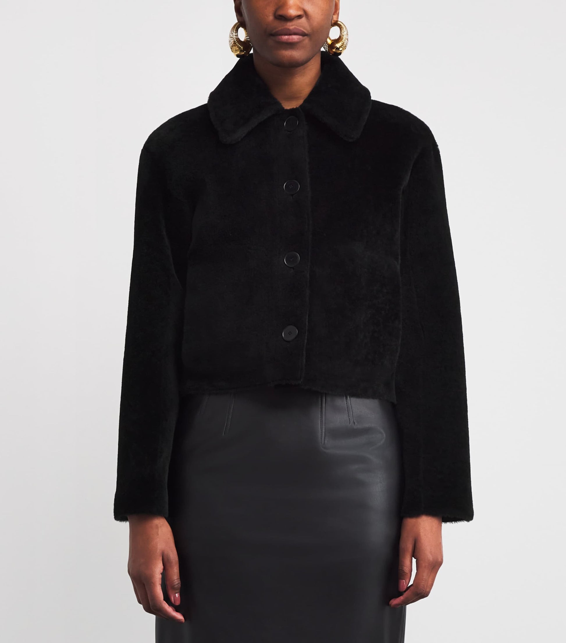 Joseph Black Shearling Reversible Alloway Jacket