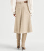 Brunello Cucinelli Beige Flecked Virgin Wool-Silk-Blend Midi Skirt