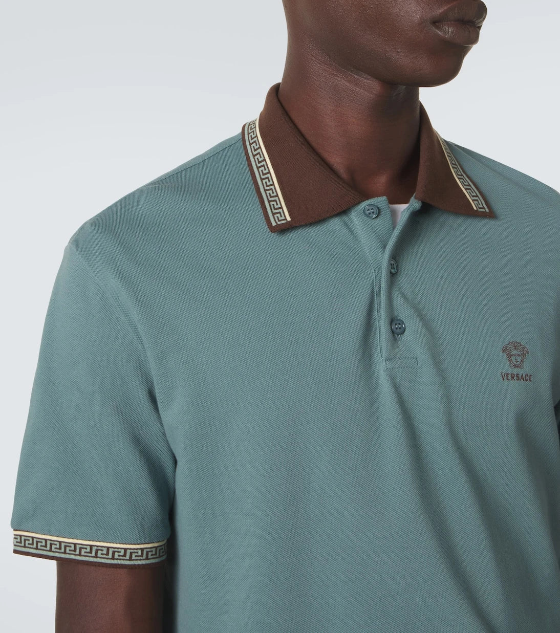 Versace - Greca cotton piqué polo shirt