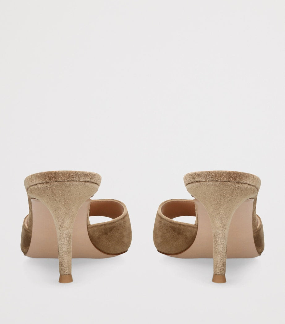 Gianvito Rossi Beige Suede Elle Mules 85