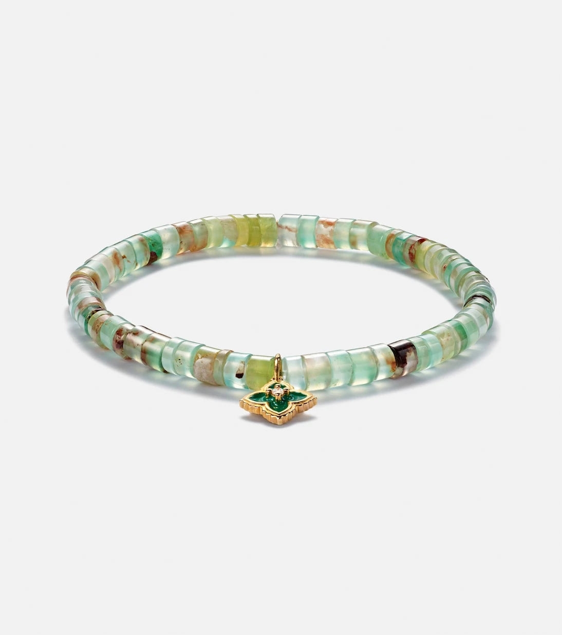 Sydney Evan - 14kt gold Moroccan charm beaded bracelet with diamond