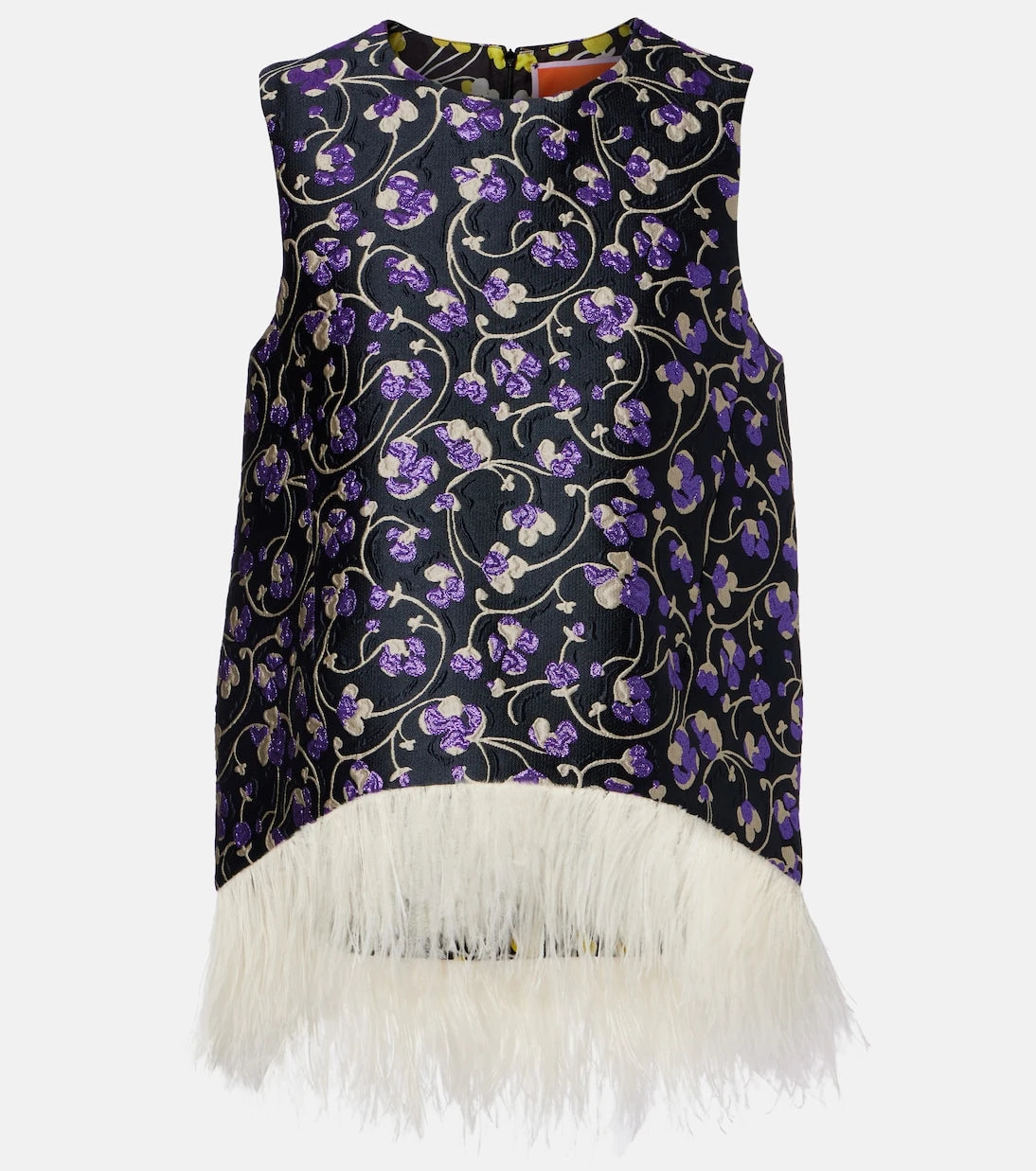 La DoubleJ - La Scala feather-trimmed jacquard top