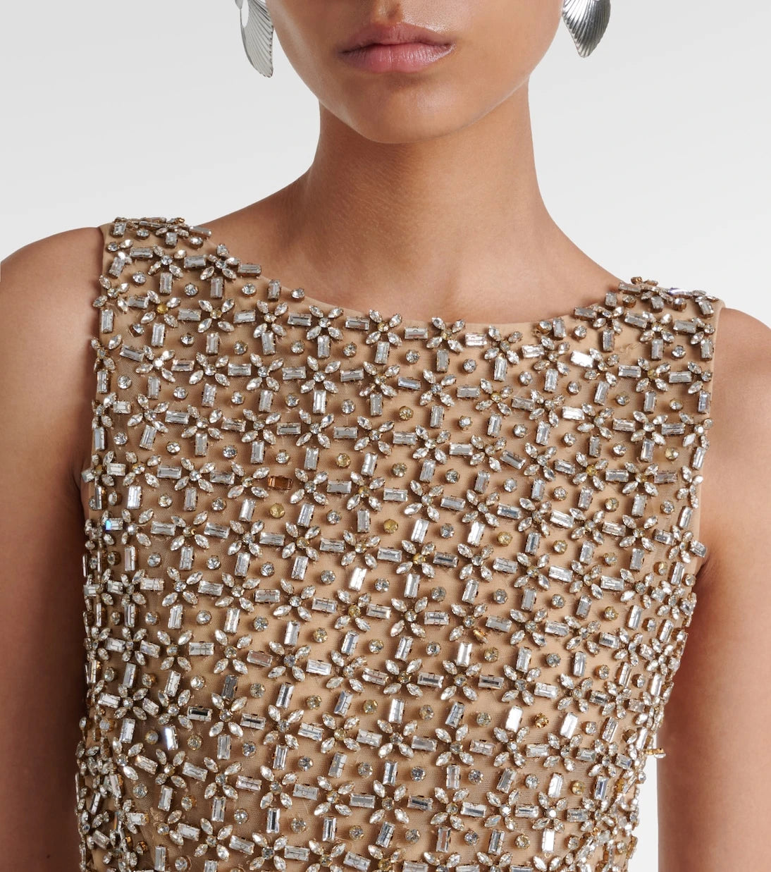 Là Fuori - Gilded crystal-embellished minidress