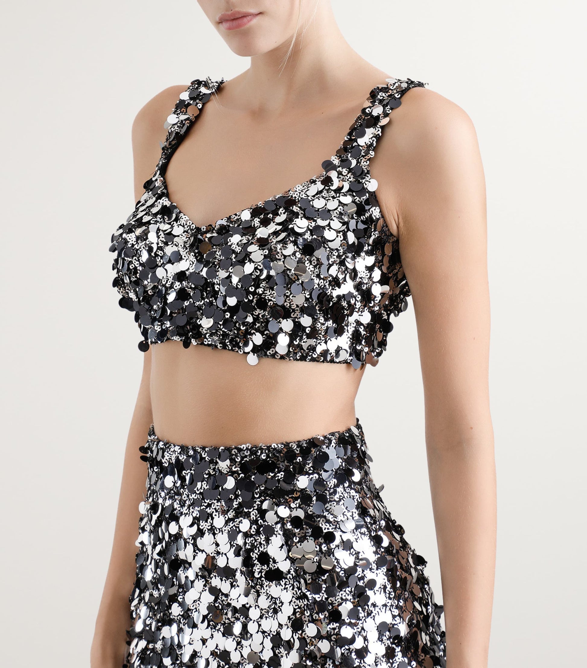 Multi Embellished Sequin Crop Top