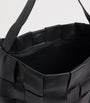 St. Agni Black Large Leather Woven Tote Bag