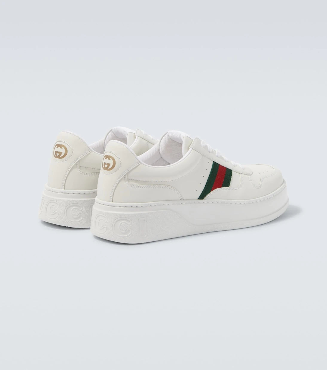 Gucci - Web Stripe leather sneakers