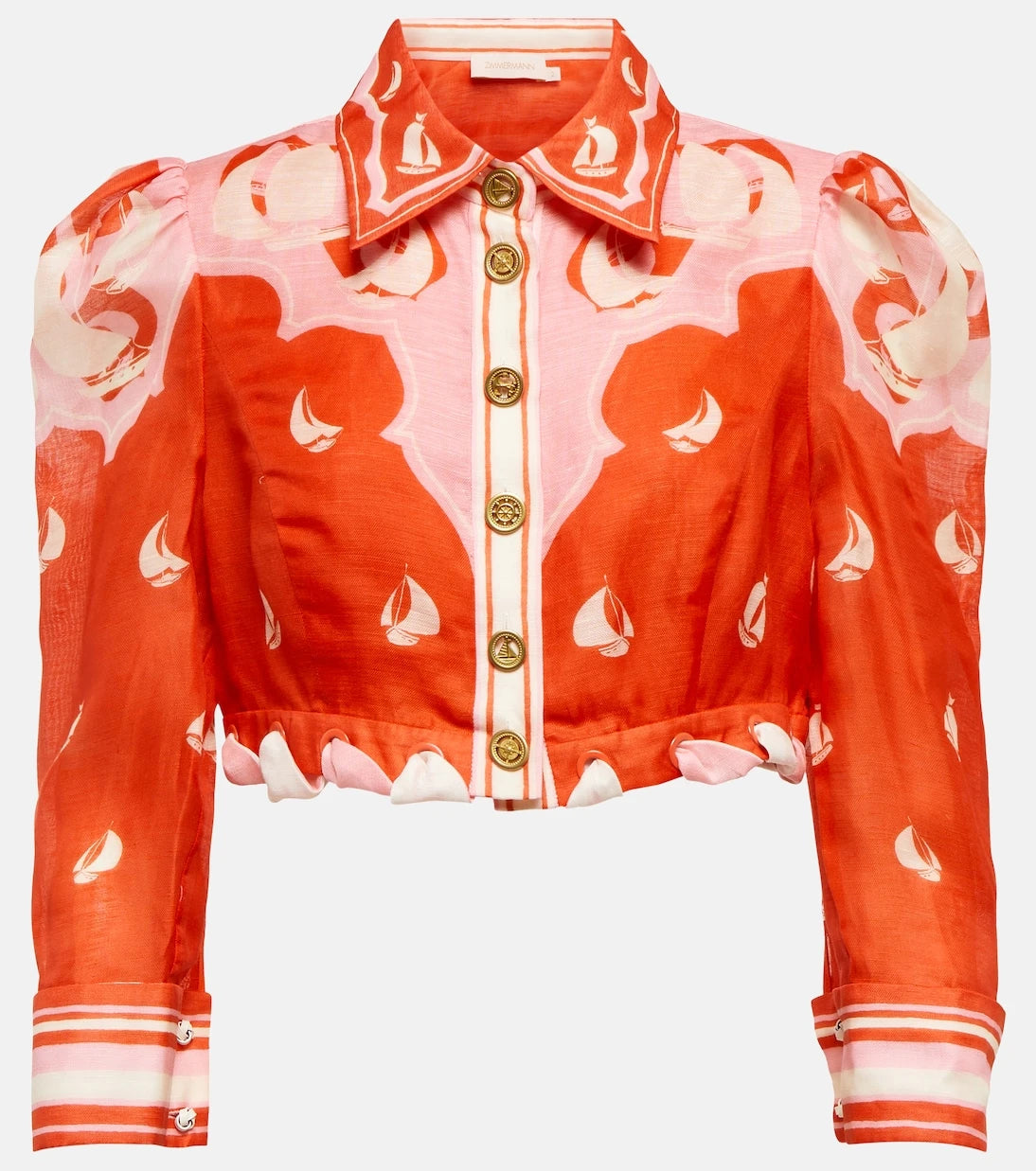Zimmermann - High Tide eyelet-trimmed silk and linen shirt