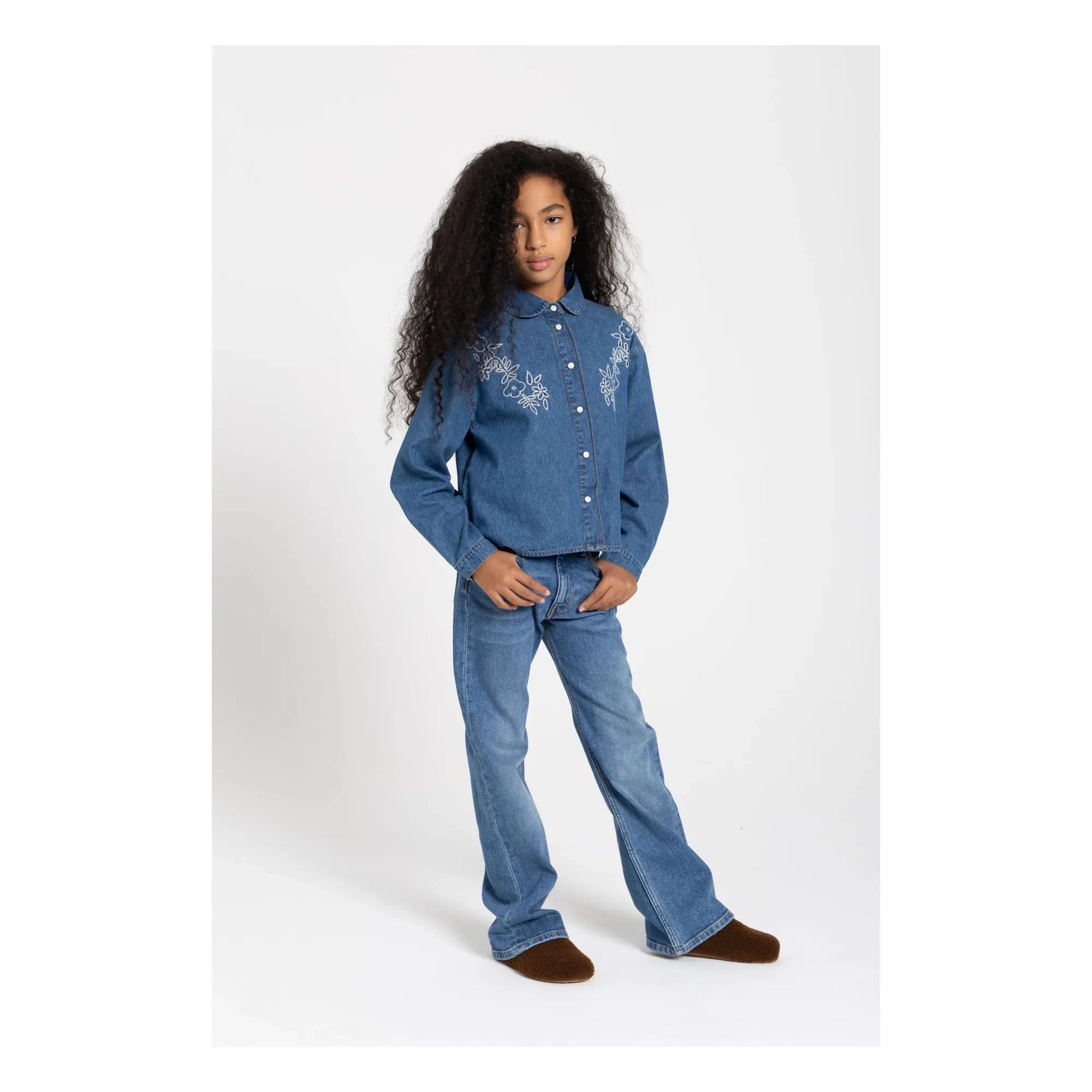 Hundred Pieces - Clara Embroidered Short Shirt | Denim blue