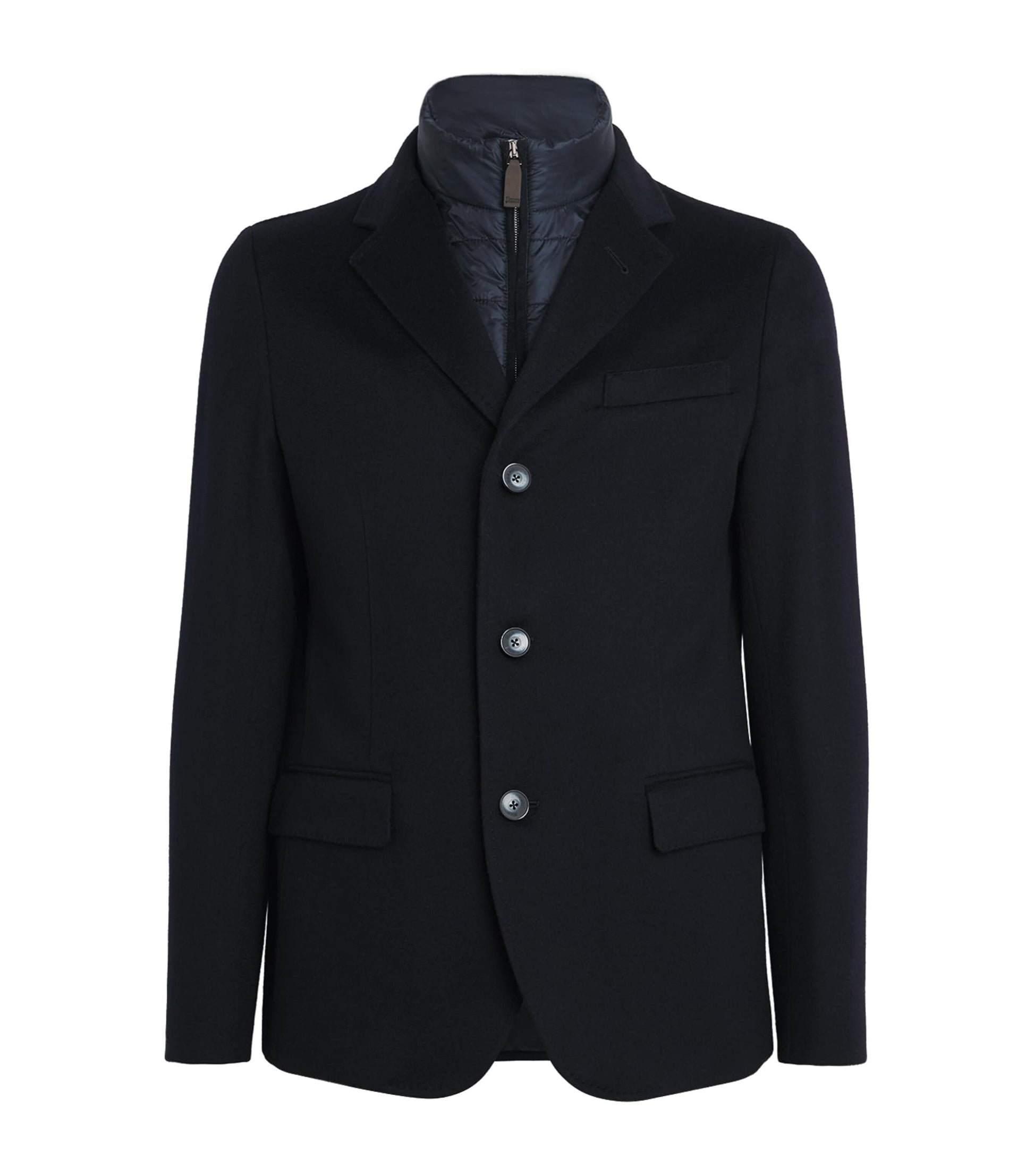 Navy Cashmere Insert-Detail Blazer