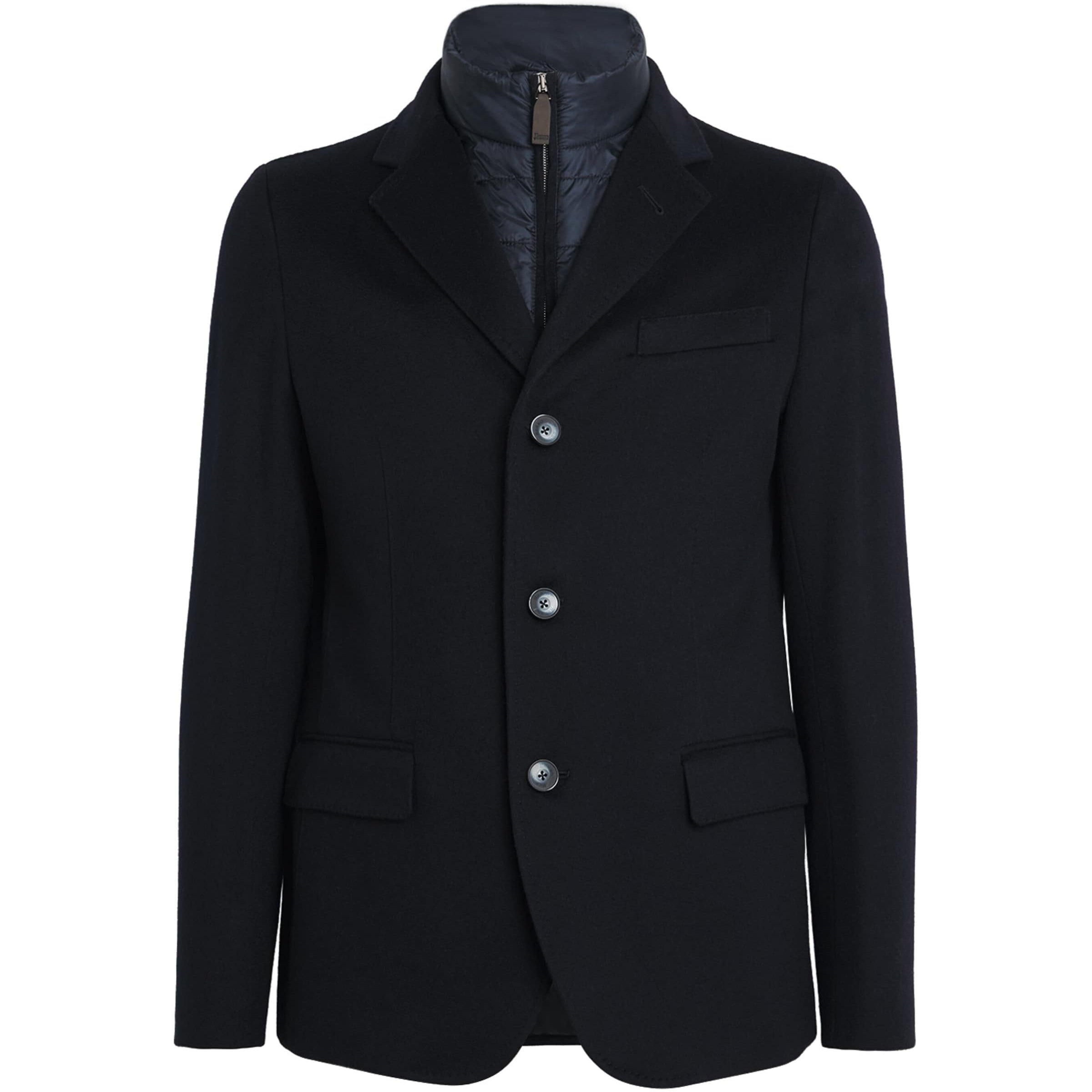 Navy Cashmere Insert-Detail Blazer