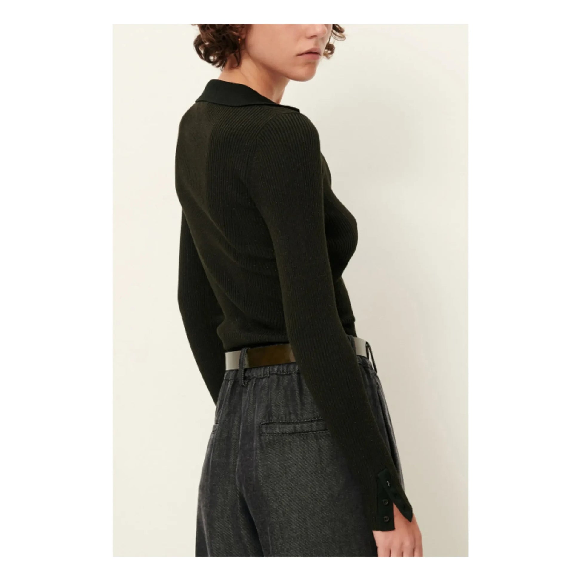 Sessùn - Lykke Metallic Polo Sweater | Midnight blue