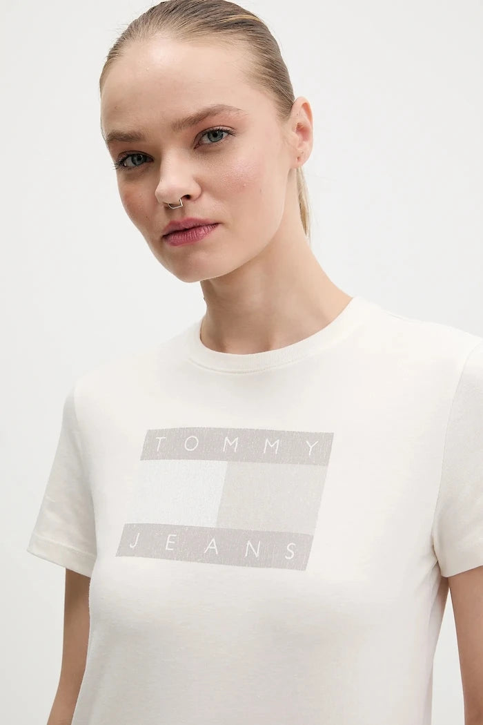 Tommy Jeans kadın pamuklu tişört