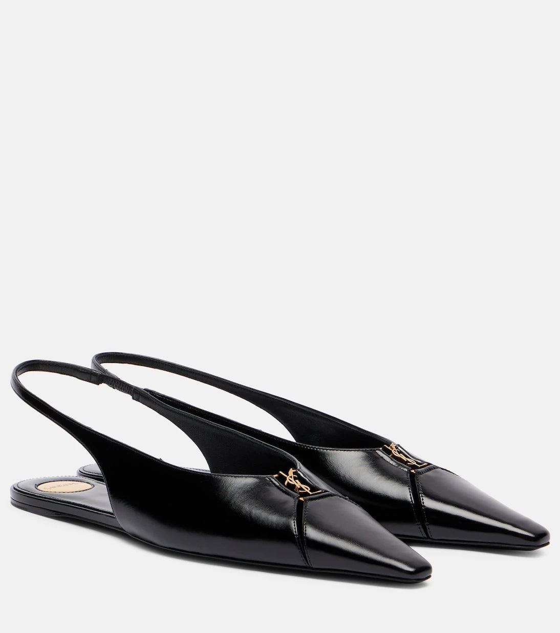 سان لوران - حذاء بابيلون فلات Slingback من الجلد