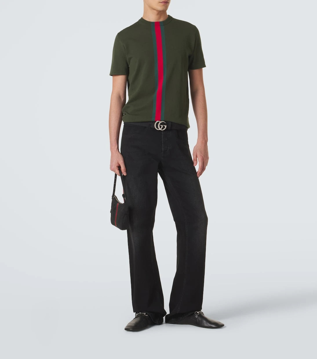 Gucci - Web Stripe knitted cotton T-shirt