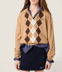Brown Cashmere Argyle Polo Sweater