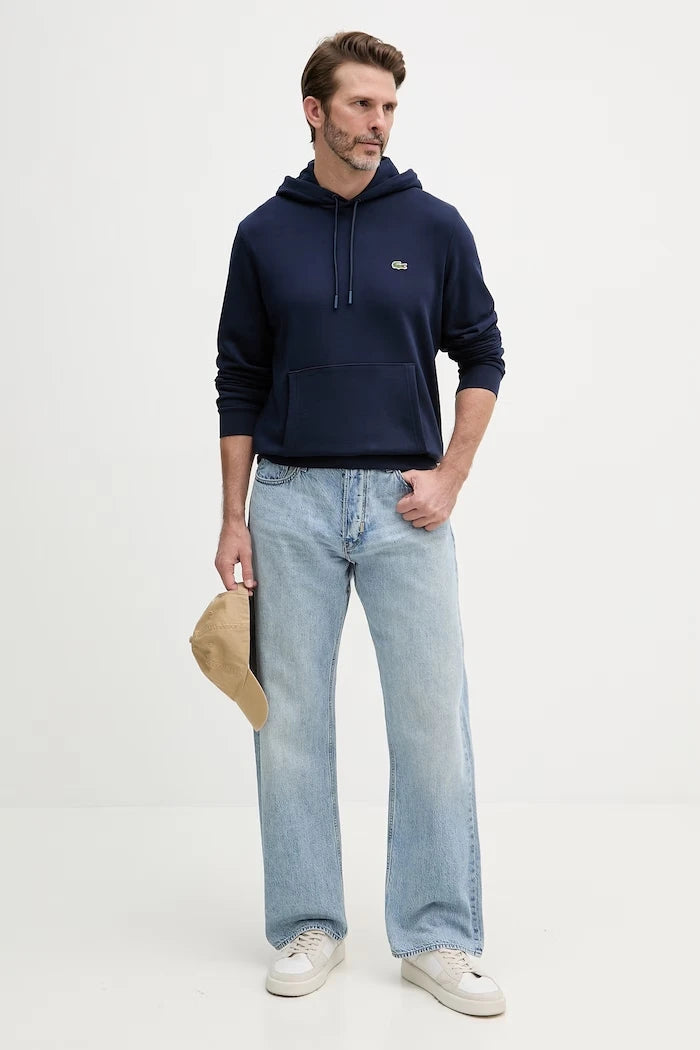 Pamuklu kapüşonlu Lacoste sweatshirt