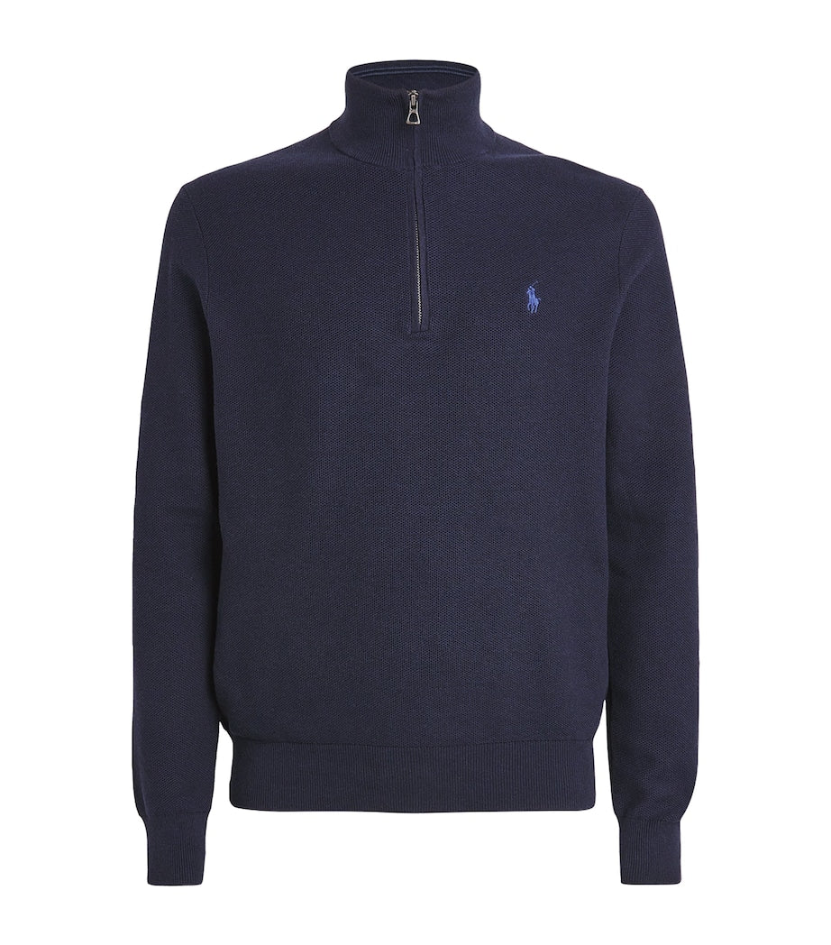 Polo Ralph Lauren Navy Cotton Quarter-Zip Sweatshirt
